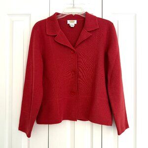 Vintage Talbots Pure Merino Wool Cardigan Sweater Jacket Red Womens Size LP
